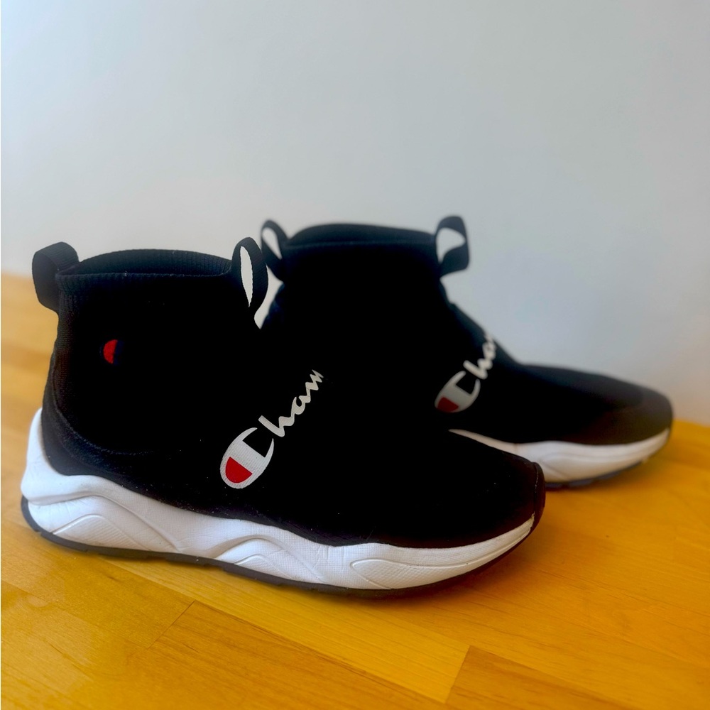 Champion Rally Pro Black Athletic High Top Sock Sneaker Slipon Men